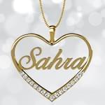 آویز اسم طلا طرح قلب با نگین الماس تراش برلیان - فونت لاتین : مدل ndn1017