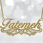 پلاک اسم طلا طرح قلب با نگین الماس تراش برلیان - فونت لاتین: مدل ndn1043