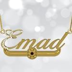 پلاک اسم طلا با نگین الماس تراش برلیان - فونت لاتین: مدل ndn1061