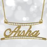 پلاک اسم طلا با نگین الماس تراش برلیان - فونت لاتین: مدل ndn1063