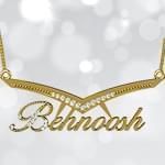 پلاک اسم طلا با نگین الماس تراش برلیان - فونت لاتین: مدل ndn1065