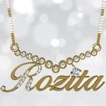 پلاک اسم طلا با نگین الماس تراش برلیان - فونت لاتین: مدل ndn1067