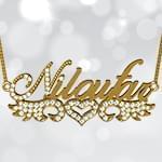 پلاک اسم طلا طرح بال و فرشته با نگین برلیان - فونت لاتین: مدل ndn1077 