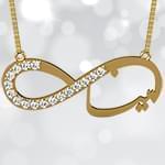 پلاک اسم طلا طرح بینهایت با نگین الماس تراش برلیان - فونت فارسی: مدل ndn1080 