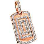 پلاک طلای رزگد با نگین الماس تراش برلیان طرح کلاسیک: مدل npdm1051