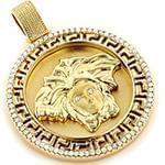 پلاک طلای زرد با نگین الماس تراش برلیان طرح ورساچی: مدل npdm1053