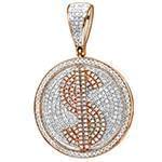 پلاک تمام جواهر طلا با نگین الماس تراش برلیان طرح دلار: مدل npdm1057