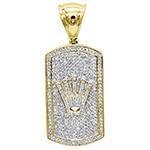 پلاک و گردنی تمام جواهر طلا با نگین الماس تراش برلیان طرح رولکس: مدل npdm1060