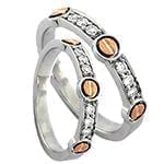 حلقه ازدواج ست طلای سفید و رزگلد با نگین الماس تراش برلیان مدل: srd1624 