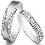  حلقه ازدواج ست طلای سفید با نگین الماس تراش برلیان مدل: srd1625