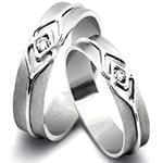  حلقه ازدواج ست طلای سفید با نگین الماس تراش برلیان مدل: srd1626