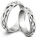  حلقه ازدواج ست طلای سفید با نگین الماس تراش برلیان با طرح بینهایت مدل: srd1627