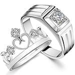 حلقه ازدواج ست طلای سفید با نگین الماس تراش برلیان طرح تاج و قلب مدل: srd1630