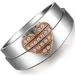  حلقه ازدواج ست پازل قلب طلای سفید و رزگلد با نگین برلیان مدل: srd1633 