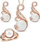 نیم ست طلای رزگلد زنانه با نگین مروارید و الماس تراش برلیان مدل: hsdf1480