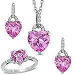 نیم ست طلای سفید زنانه با نگین تورمالین و الماس تراش برلیان طرح قلب مدل: hsdf1489