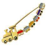 سنجاق سینه طلای نوزاد با نگین برلیان و میناکاری شده طرح قطار مدل: pgb2198 