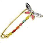 سنجاق سینه طلای نوزاد با نگین برلیان و میناکاری شده طرح پروانه مدل: pgb2199