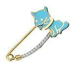 سنجاق سینه طلای نوزاد با نگین برلیان و میناکاری شده طرح پیشی مدل: pgb2201