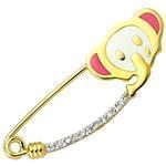 سنجاق سینه طلای نوزاد با نگین برلیان و میناکاری شده طرح فیل مدل: pgb2202