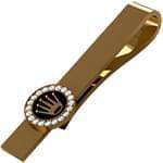 گیره کروات طلای زرد با نگین الماس تراش برلیان و انیکس طرح رولکس مدل :cgm1120