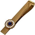 گیره کروات طلای زرد با نگین الماس تراش برلیان و یاقوت کبود مدل :cgm1131