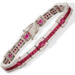 دستبند زنانه طلای زنانه با نگین الماس تراش برلیان و یاقوت قرمز مدل: bdf1284 