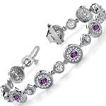 دستبند زنانه طلای زنانه با نگین الماس تراش برلیان و آمتیس مدل: bdf1285 