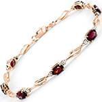 دستبند زنانه طلای زنانه با نگین الماس تراش برلیان و گارنت مدل: bdf1287 