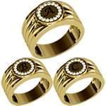 انگشتر اسپرت حروف طلا و جواهر با نگین الماس تراش برلیان مدل: idn1119 