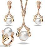 نیم ست مروارید طلا رزگلد دخترانه جواهر برلیان مدل: hsdf1525