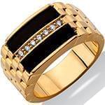 انگشتر اونیکس طلای زرد با نگین الماس تراش برلیان طرح رولکس مدل: rgm1618