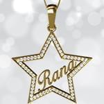 آویز اسم طلا طرح ستاره با نگین الماس تراش برلیان - فونت لاتین : مدل ndn1003