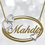 آویز اسم طلا طرح قلب با نگین الماس تراش برلیان - فونت لاتین