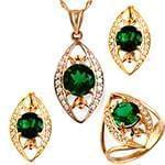 نیم ست طلای رزگلد زنانه با نگین زمرد و الماس تراش برلیان مدل: hsdf1493