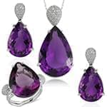 نیم ست طلای سفید زنانه با نگین آمتیس و الماس تراش برلیان مدل: hsdf1495