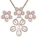 نیم ست آویز و گوشواره با نگین مروارید و الماس تراش برلیان مدل: hsdf1501 