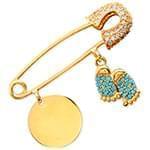  سنجاق سینه طلای نوزاد با نگین برلیان و فیروزه طرح کفش مدل: pgb2205 