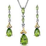 نیم ست آویز و گوشواره با نگین زبرجد و الماس تراش برلیان مدل: hsdf1508