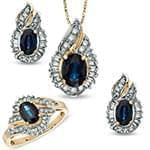 نیم ست طلای زرد زنانه با نگین  یاقوت کبود و الماس تراش برلیان مدل: hsdf1515