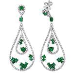 گوشواره زنانه طلا و جواهر زمرد و الماس تراش برلیان مدل: edf1537