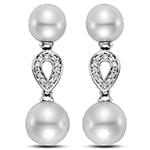 گوشواره زنانه طلا و جواهر مروارید و الماس تراش برلیان مدل: edf1540