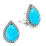 گوشواره زنانه طلا و جواهر فیروزه و الماس تراش برلیان مدل: edf1542