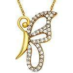 پلاک طلای کودکانه با نگین الماس تراش برلیان طرح پروانه مدل: pgb2207