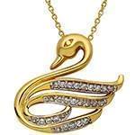 پلاک طلای کودکانه با نگین الماس تراش برلیان طرح قو مدل: pgb2211