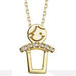 پلاک طلای کودکانه با نگین الماس تراش برلیان طرح پسرک مدل: pgb2216