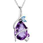 پلاک طلای سفید با نگین الماس تراش برلیان، توپاز و آمتیس: مدل npdf13208