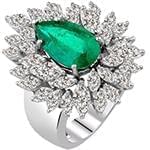 انگشتر طلای سفید زنانه با نگین زمرد و الماس تراش مارکیز:مدل rgf1660