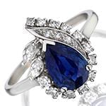 انگشتر طلای سفید زنانه با نگین یاقوت کبود و الماس تراش برلیان و مارکیز:مدل rgf1661