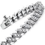 دستبند تنیسی الماس تراش برلیان با طلای سفید مدل: bgd2073